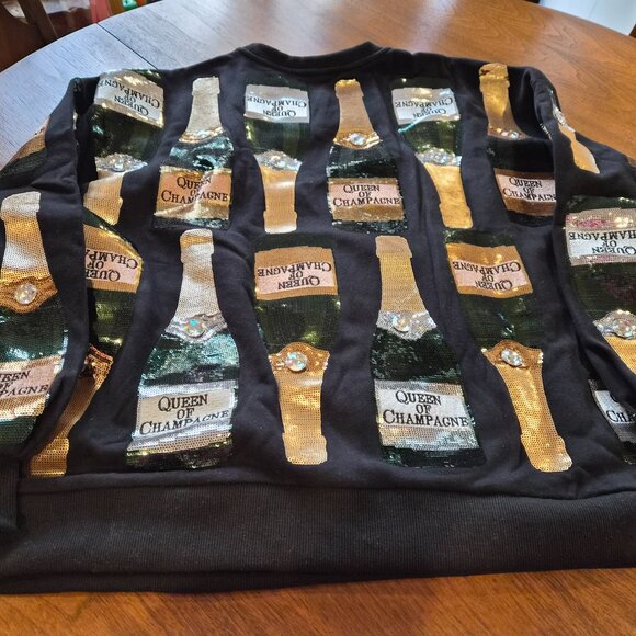Black Scattered Champagne Bottle Sweatshirt - Picture 2 of 5